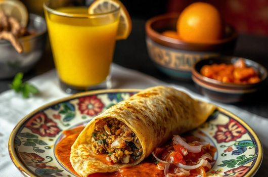 Stuffed Moong Dal Dosa with Onion and Tomato Chutney