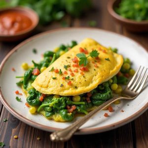 spinach-omelet-with-boiled-green-moong